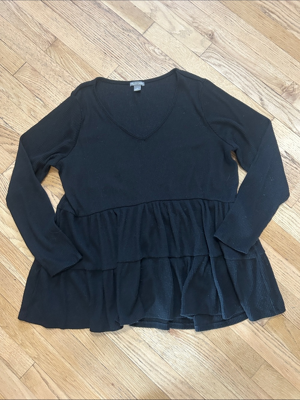 Falls Creek Black V-Neck Long Sleeve Tiered Tunic